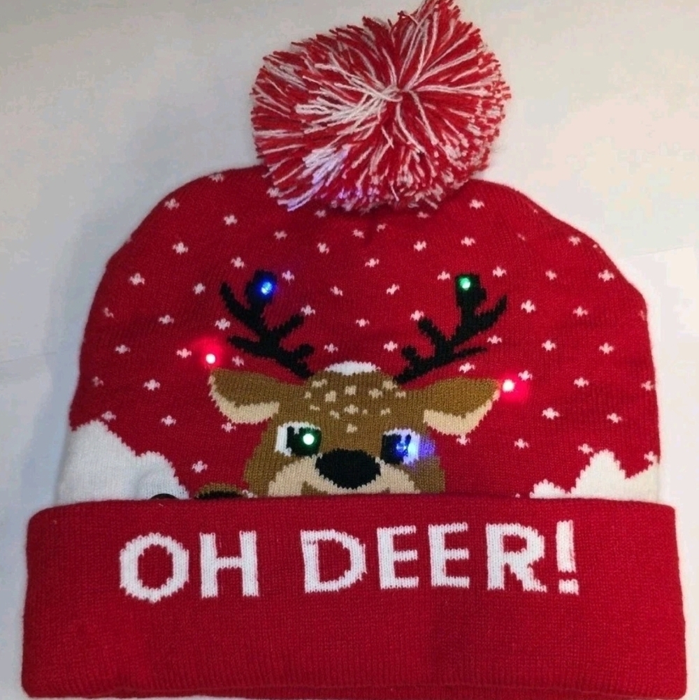 Light Up Ugly Christmas Hat, LED Christmas Beanie Unisex Knitted  Holiday Cap